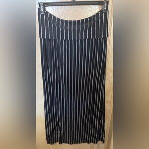 Green Envelope Navy Blue and White Striped‎ Maxi Skirt